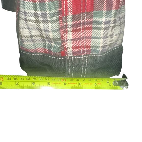 Lands’ End Plaid Canvas Tote Bag Red Green White Holiday Carryall - Picture 7 of 14
